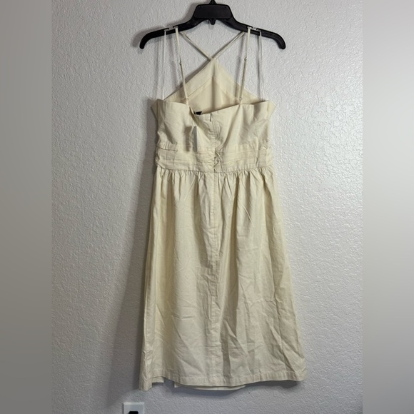 Banana Republic Dress Women 6 Ivory Midi Halter Button Front Ruched Yacht Beach - Picture 4 of 11